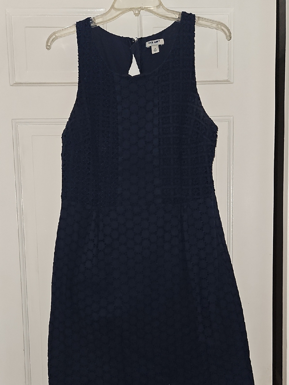 Old Navy Navy Sleeveless Midi Lace-Textured Dress